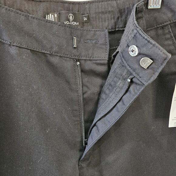 Volcom Women's Chickie High Rise Chino Pants Black Size 24 - Picture 5 of 11